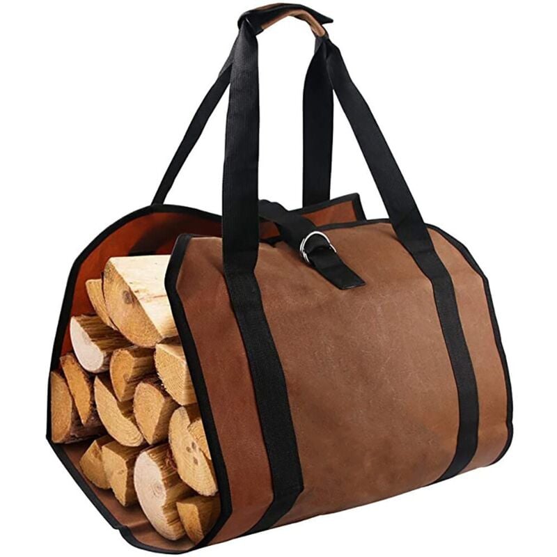 Brennholz-Tragetasche, Canvas-Kaminholztasche, faltbar, wasserabweisend, mit stabilen Griffen für Holzöfen, Holzscheite, Campingzubehör, 98 x 46 cm