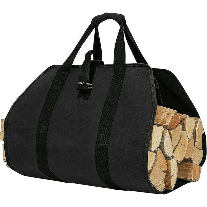 Brennholz-Tragetasche, Canvas-Kaminholztasche, wasserabweisende Holztragetasche, faltbares Kaminzubehör, ideal für Holzöfen, Camping, Strand