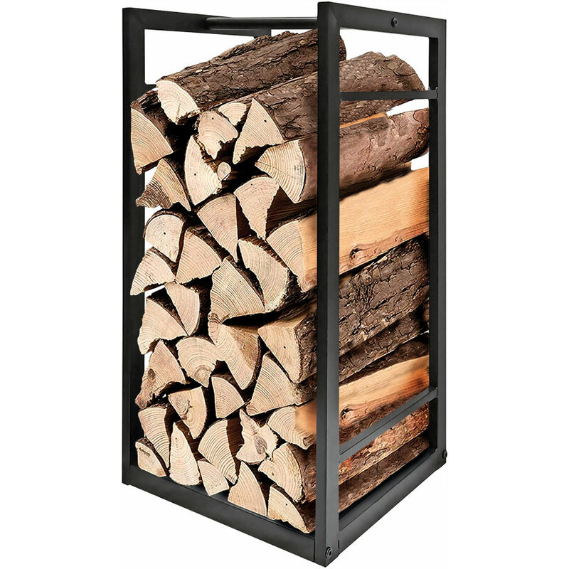 EDM - Brennholz-Halter Schwarz Metall 33 x 33 x 68 cm