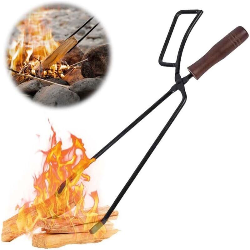 Brennholzzange, 42,5 cm, für schwere Lasten, für Brennholz, Kaminwerkzeug, Holzzange für Holzöfen, für den Außenbereich, für lange Tage,