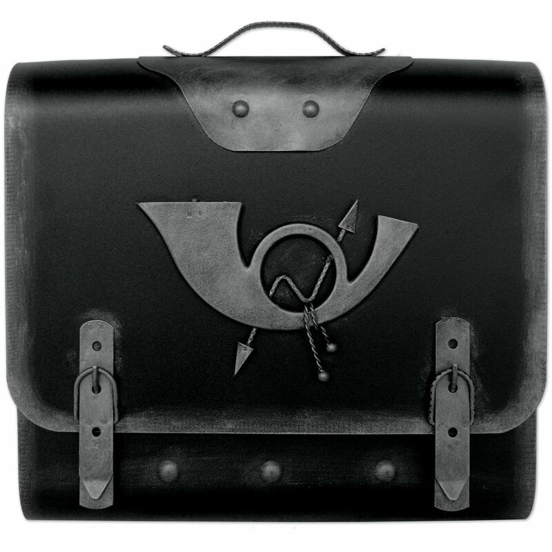 HMF - Briefkasten Alter Schulranzen mit Posthorn PH3, 40 x 40 x 9 cm, silber