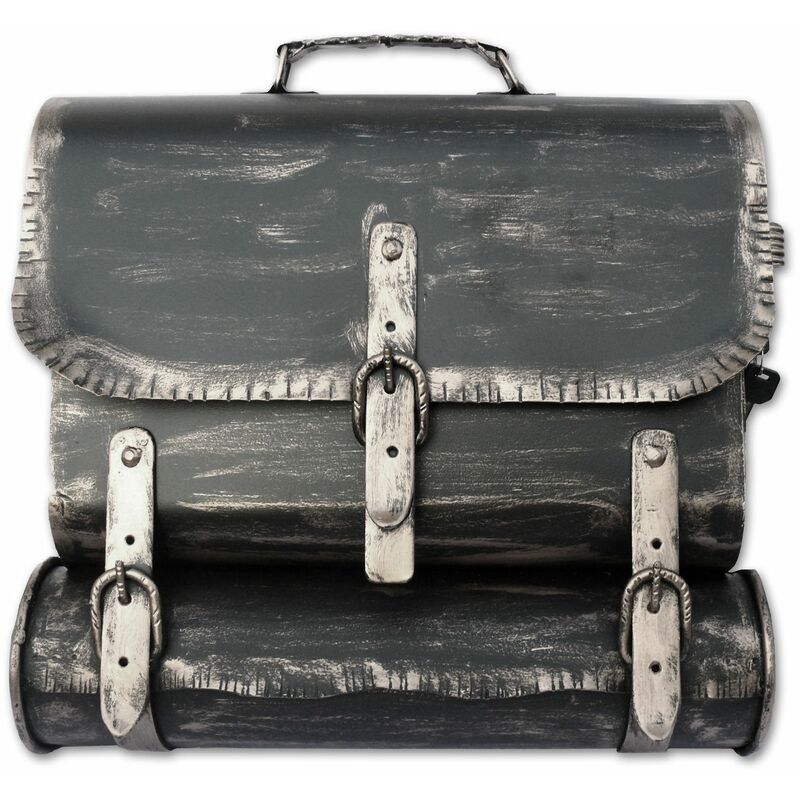 HMF - 506-09 Briefkasten Antik schulranzen wns, 36 x 41 x 8,5 cm silber