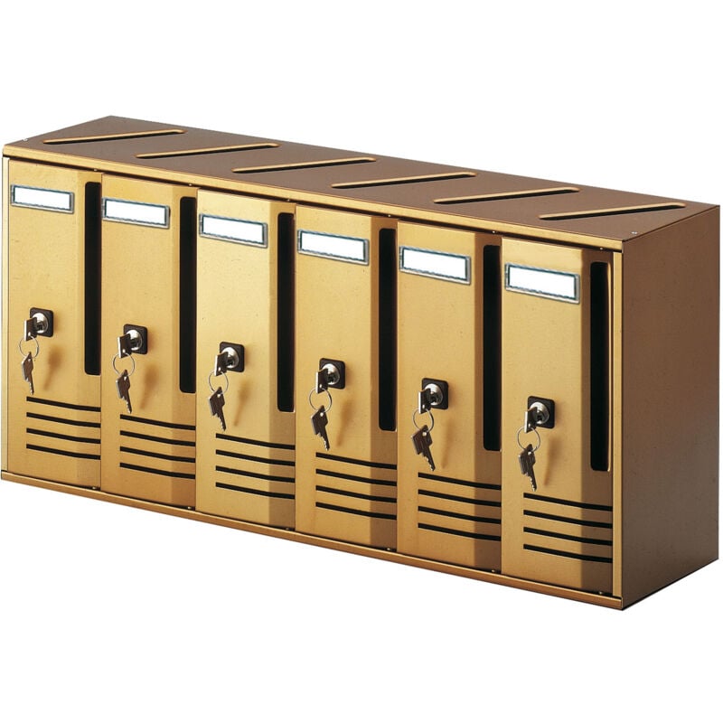 Alubox - cassetta postale condominio mod. cubo in alluminio color bronzo 6 posti