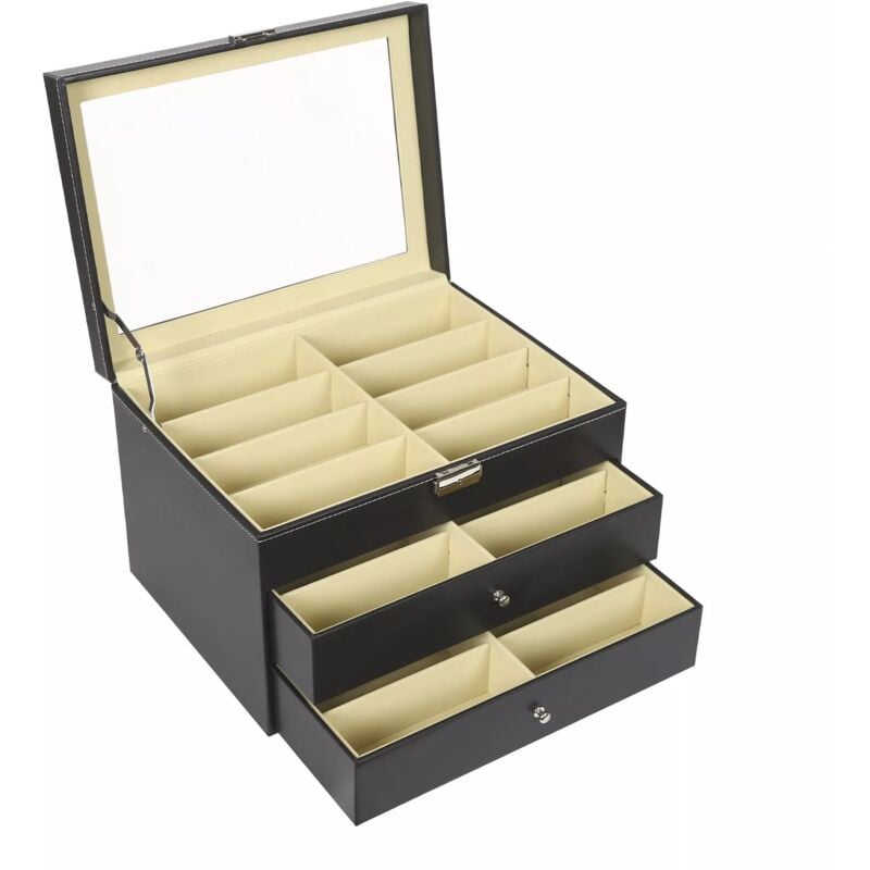 Brillenbox Leder Brillenkoffer Brillenaufbewahrung Brillenpräsentation, Brillendisplay Brillenorganizer Sonnenbrillen Aufbewahrung Brillen Box,