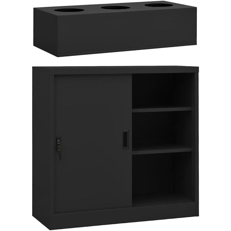 Schrank mit Schiebetüren & Pflanzkasten Anthrazit Stahl - Vidaxl