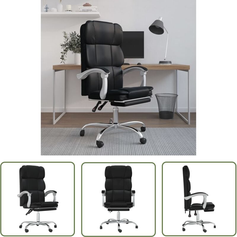 The Living Store Bürostuhl mit Liegefunktion Schwarz Kunstleder - Bürostuhl - Schreibtischstuhl - Ergonomischer Stuhl - Arbeitsplatzstuhl