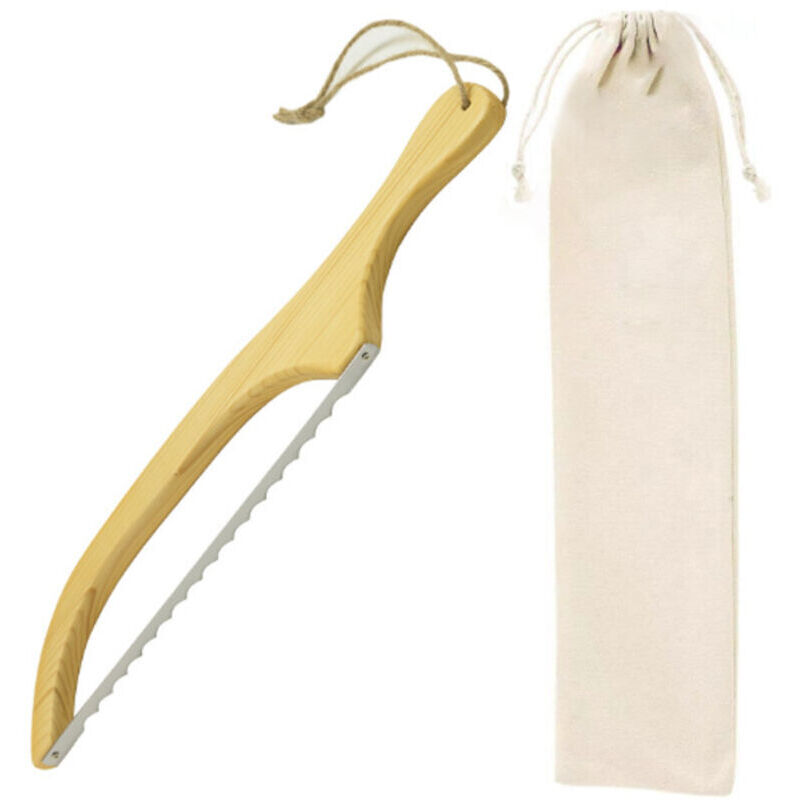 Brotmesser, Brotsäge, Länge 40 cm, Brotschneider aus Holz mit integriertem ergonomischen Griff, geeignet zum Schneiden aller Arten von Brot, Kuchen,