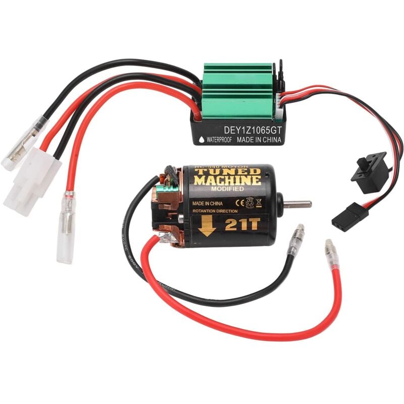 Brushed Motor ESC Combo, Brushed Motor ESC Combo mit 540 21T Brushed Motor 65A Waterproof Green Brushed ESC RC Car Complete Motors Electric Motors &