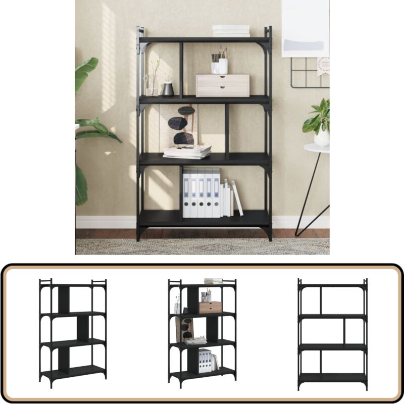 Vidaxl - Bücherregal 4 Böden Schwarz 76x32x123 cm Holzwerkstoff - Bucherregal - Regal Schwarz - Holzkasten - Wohnzimmereinrichtung - Regal Mit