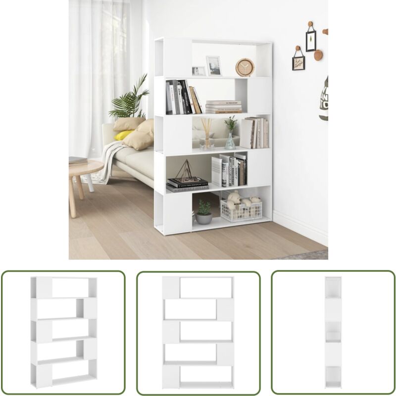 The Living Store Bücherregal Raumteiler Weiß 100x24x155 cm Holzwerkstoff - Bücherregal - Raumteiler - Holzwerkstoff - Weißes Regal - Schrank