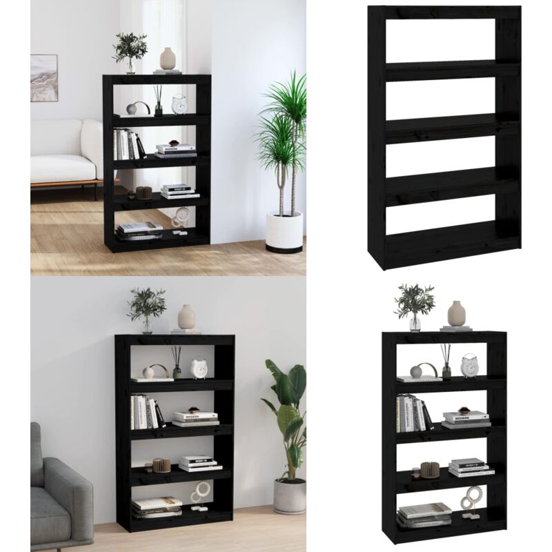 Vidaxl - Bücherregal/Raumteiler Schwarz 80x30x135,5 cm Massivholz Kiefer - Bücherregal - Raumteiler - Holzmöbel - Massiver Kiefer - Schwarz - Home &