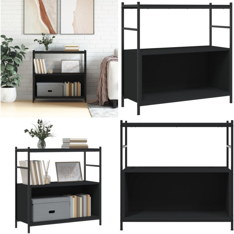 Vidaxl - Bücherregal Schwarz 80x30x78,5 cm Holzwerkstoff und Eisen - BucheRegal - Bücherregal Schwarz - Industrielles Regal - Regal Wohnzimmer