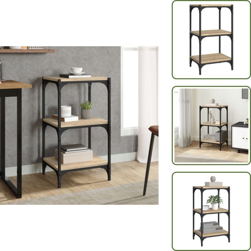 Vidaxl - Bücherregal Sonoma-Eiche 40x33x70,5 cm Holzwerkstoff und Stahl - BucheRegal - Industrielles Regal - Regal Wohnzimmer - Holzregal