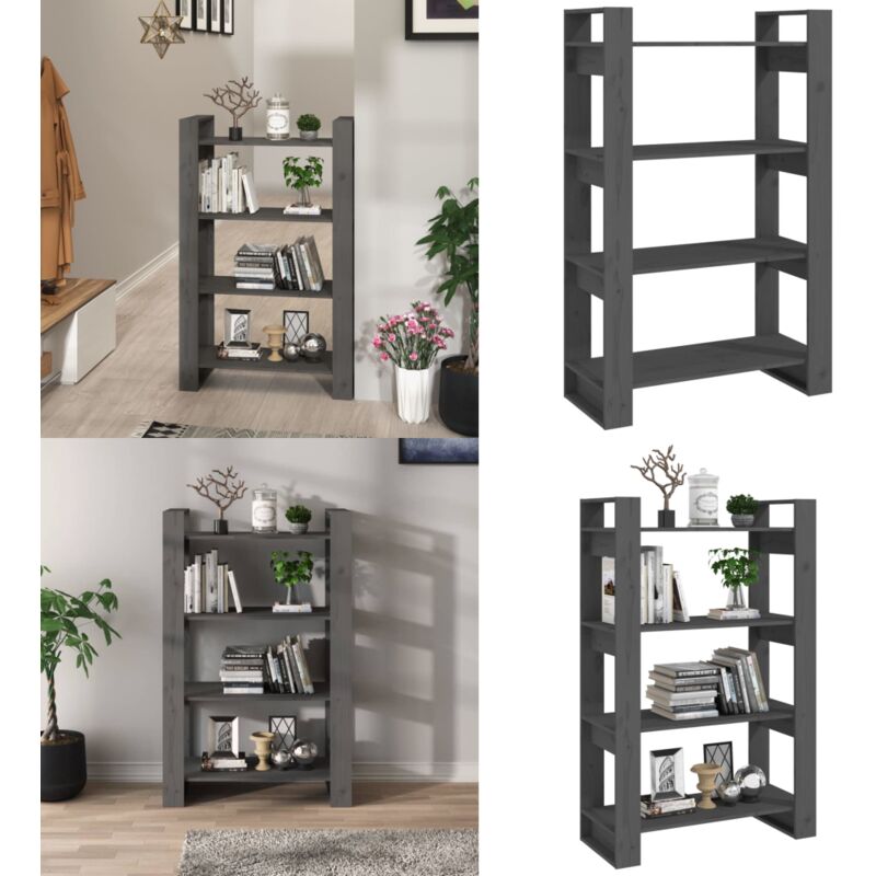 Vidaxl - Bücherregal/Raumteiler Grau 80x35x125 cm Massivholz Kiefer - Holzregal - Buche - Bücherregal Grau - Regal Massiv - Raumteiler - Home & Living