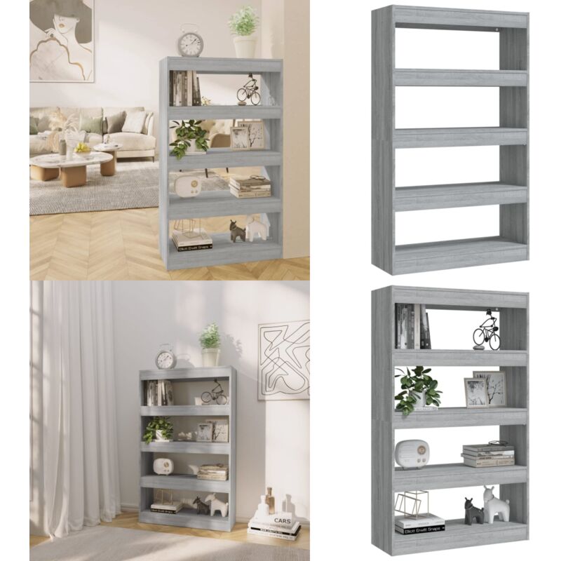 Vidaxl - Bücherregal/Raumteiler Grau Sonoma 80x30x135 cm Holzwerkstoff - Bucherregal - Holzmöbel - Grau Sonoma - Raumteiler - Bücherständer - Home &