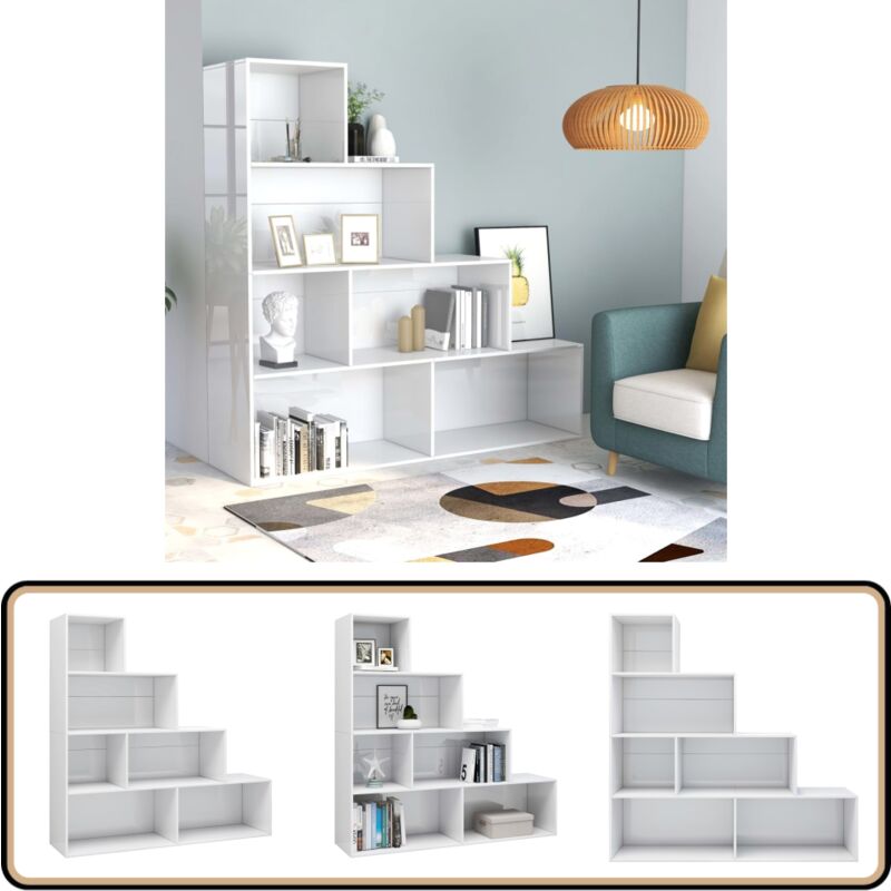 Vidaxl - Bücherregal/Raumteiler Hochglanz-Weiß 155x24x160 cm - Bücherregal - Regal - Holzwerkstoff Möbel - Weißes Bücherregal - Raumteiler