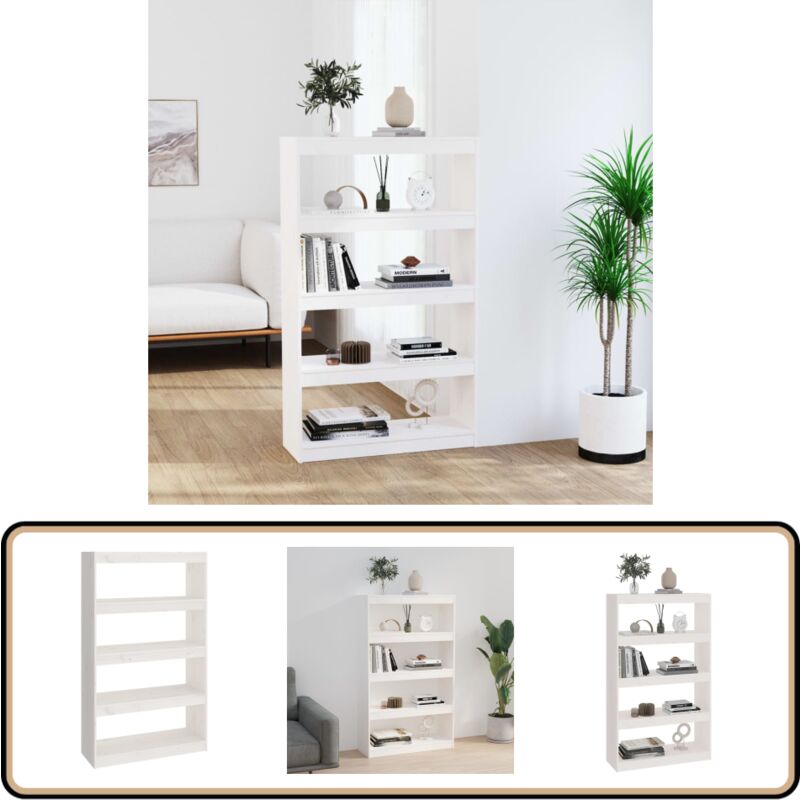 Vidaxl - Bücherregal/Raumteiler Weiß 80x30x135,5 cm Massivholz Kiefer - Bücherregal - Holzregal - Raumteiler - Kiefernholz - Weißes Regal