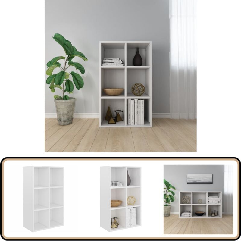 Vidaxl - Bücherregal/Sideboard Hochglanz-Weiß 66x30x98 cm Holzwerkstoff - Bücherregal - Sideboard - Holzwerkstoff - Weißes Möbelstück