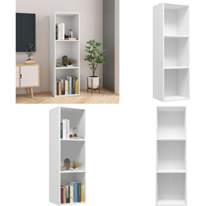 Vidaxl - Bücherregal/TV-Schrank Weiß 36x30x114 cm Holzwerkstoff - Bücherregal - TV-Stand - Holzmöbel - Weißes Möbelstück - Aufbewahrungslösung - Home