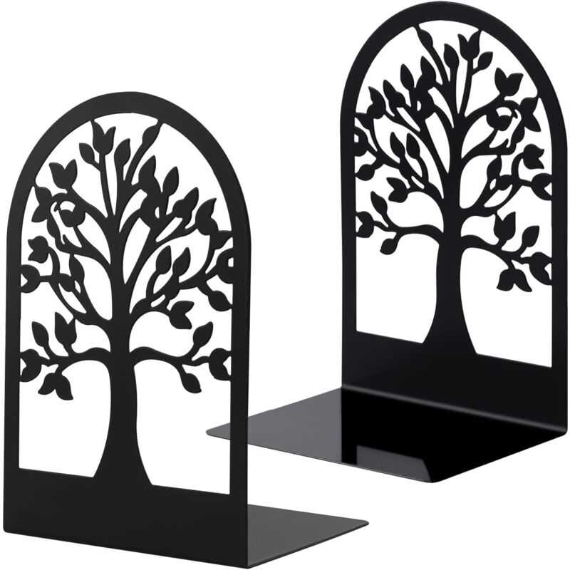 Osqi - Buchstützen aus Metall für Bücher, kratzfeste Buchhalter für Büro, Schule und Zuhause, Buchteiler, CDs, Aktenhalter für Büros (1 Paar)