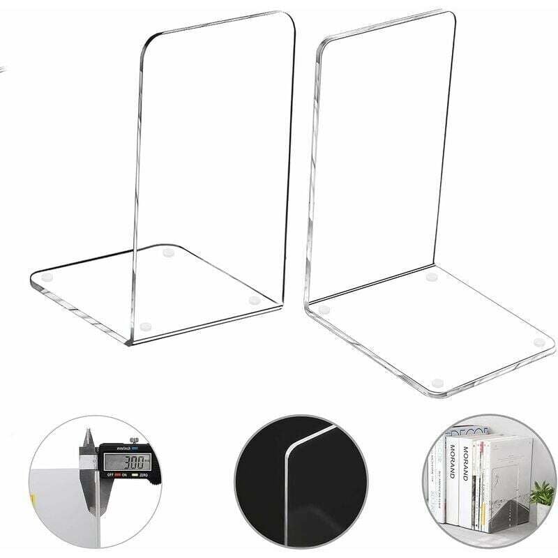 Buchstützen aus Acryl, Aufbewahrungsbox, Regal, Bücherregal, Büro- und Schulbedarf (2 Stück, 9,9 x 9,9 x 13 cm)