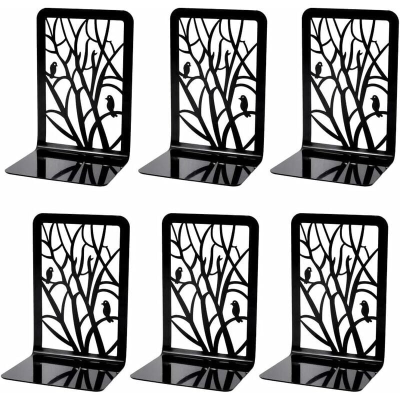 Linghhang - Buchstützen, Buchstützen, Buchstützen, 3 Paar robuste, rutschfeste Buchstützen aus Metall (für schwere Bücher), dekorativer