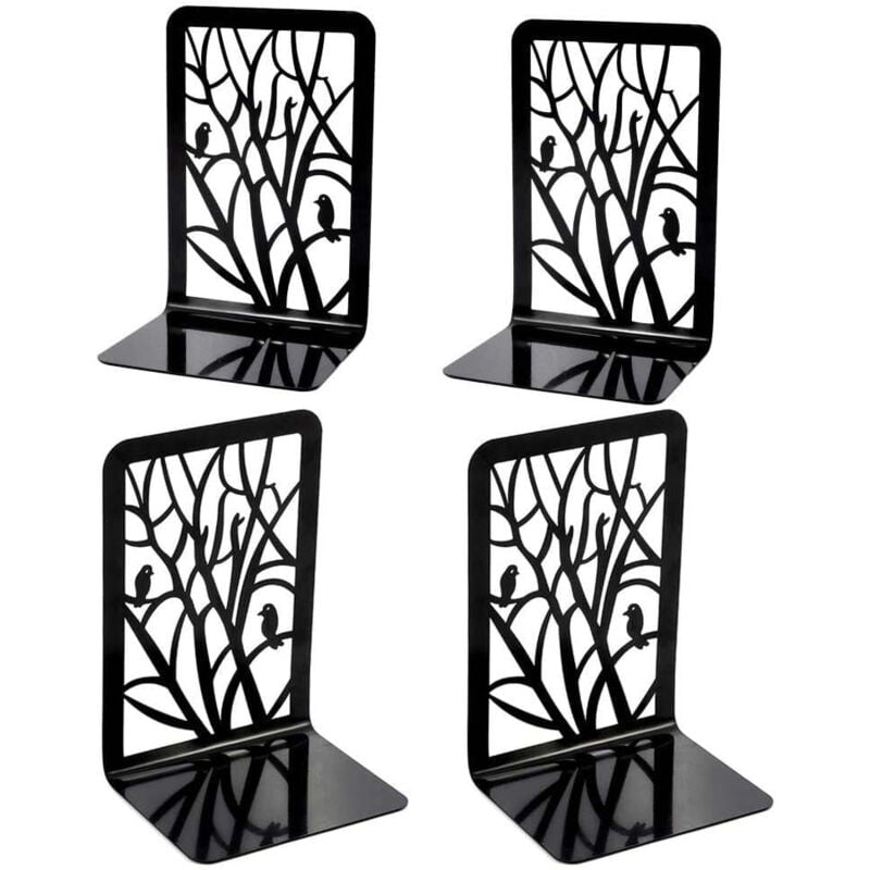 Buchstützen, Buchstützen, Buchstützen für Regale, 2 Paar robuste, rutschfeste Buchstützen aus Metall für Bücher, dekorativer Buchteilerhalter,