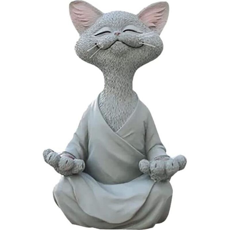 Buddha-Katzenstatue, Yoga-Buddha-Zen-Katzen-Meditations-Katzenstatue, Fröhliche Buddha-Zen-Katzenstatue als Gartendekoration