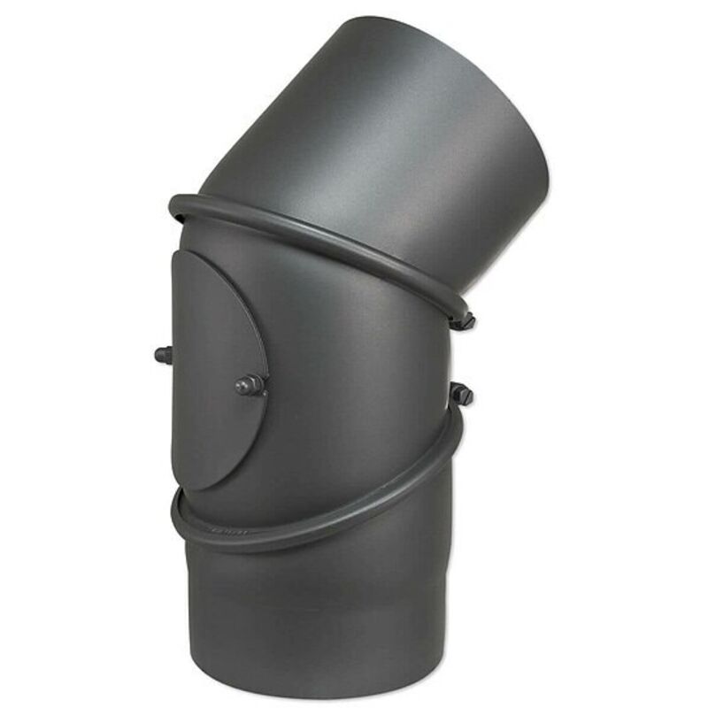 Buderus - Abgasbogen für Kaminofen verstellbar 0-90° mit Tür ø 150 Gussgrau