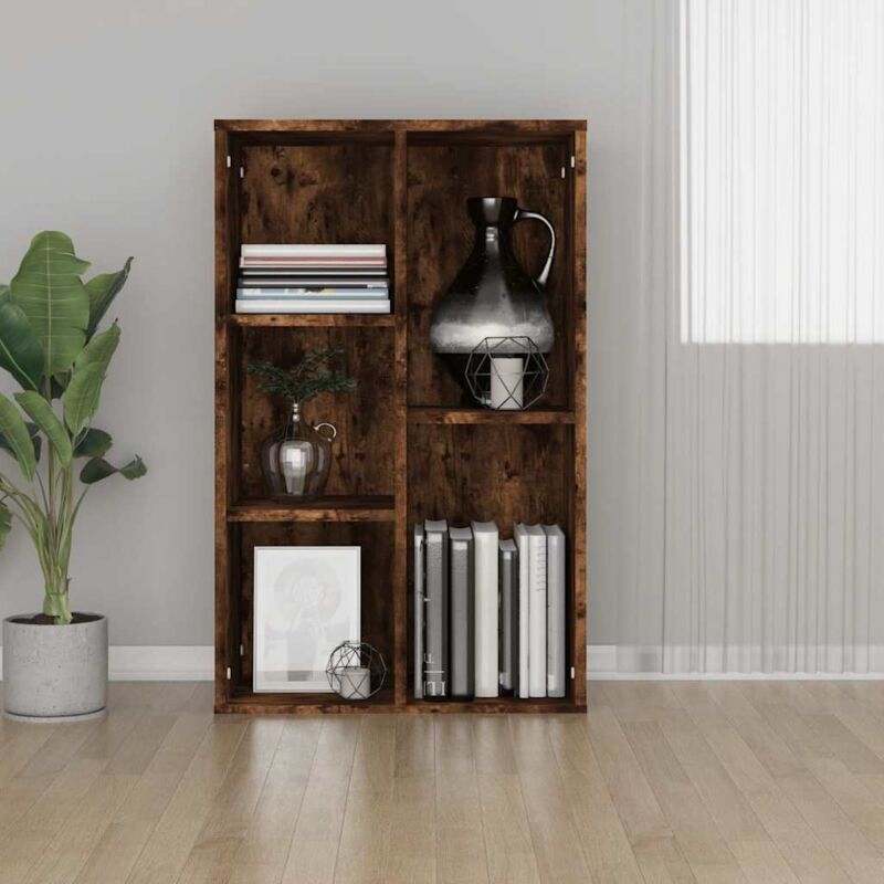 Bücherregal/Sideboard Räuchereiche 50x25x80 cm Holzwerkstoff Vidaxl