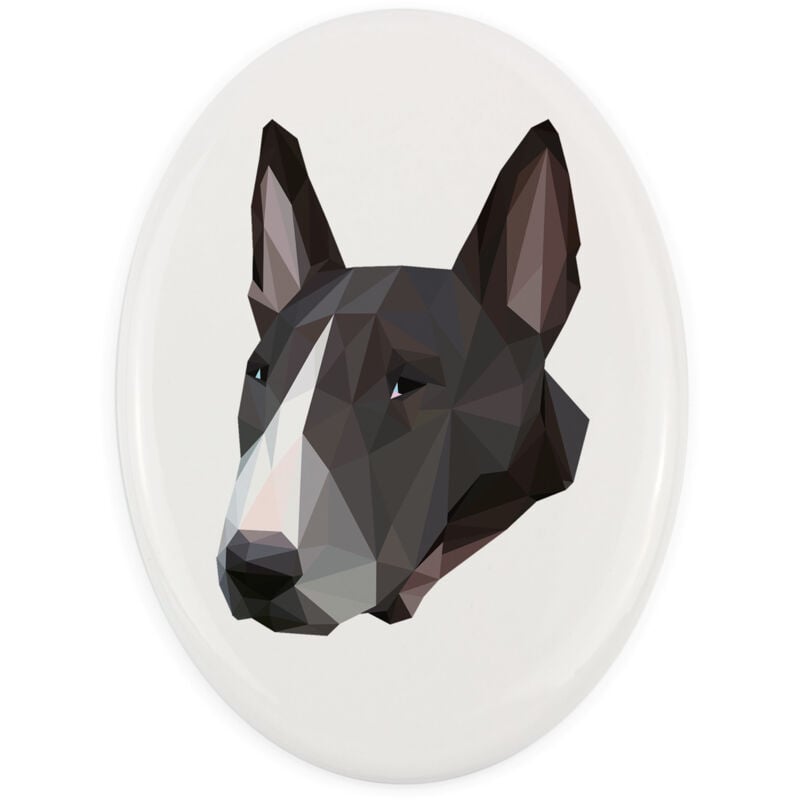Bull Terrier, Bull Terrier - ein Teller mit Foto und geometrischer Aufschrift von Art-Dog