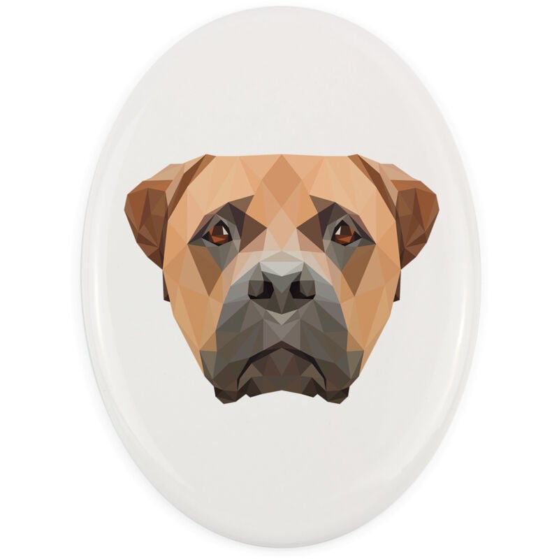 Bullmastiff, Bulmastif - ein Teller mit Foto und geometrischer Aufschrift von Art-Dog