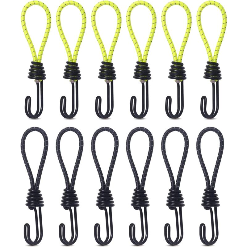 Memkey - Bungee-Bungee-Bungee-Seil, robustes Bungee-Seil mit Haken, stoßfester Metallhaken, Bungee-Seil für Camping, Zelte, Gepäck, 12 Stück