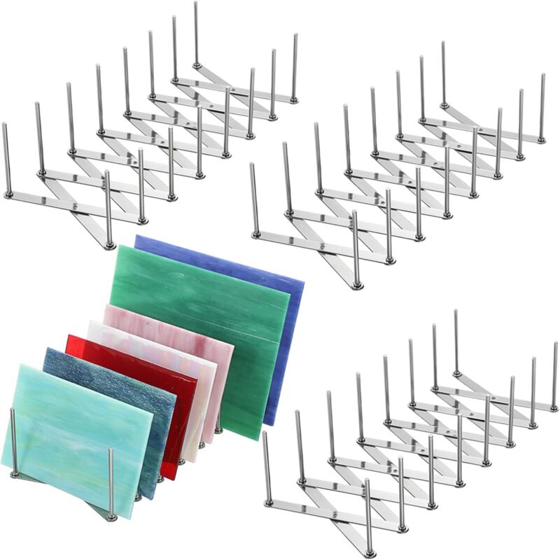 Buntglashalter-Ständer, 4 Packungen, Aufbewahrungs-Organizer, verstellbarer Geschirrständer für Gemälde, Bücher