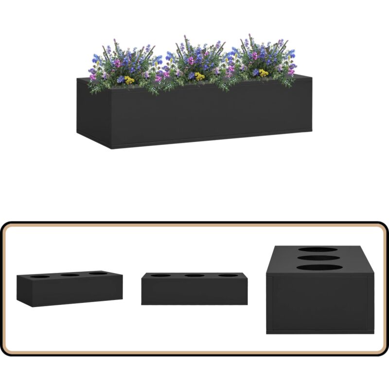 Büro-Blumenkasten Anthrazit 90x40x23 cm Stahl - Büro Blumenkasten - Stahl Blumenkasten - Anthrazit Blumenkasten - Großer Blumenkasten - Balkonpflanze