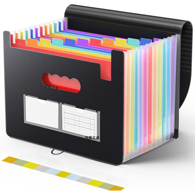 Büro-Dokumenten-Organizer, administrative Papieraufbewahrung, Sortierer mit 12 Fächern, erweiterbarer A4-Dokumentensortierer mit Deckel,