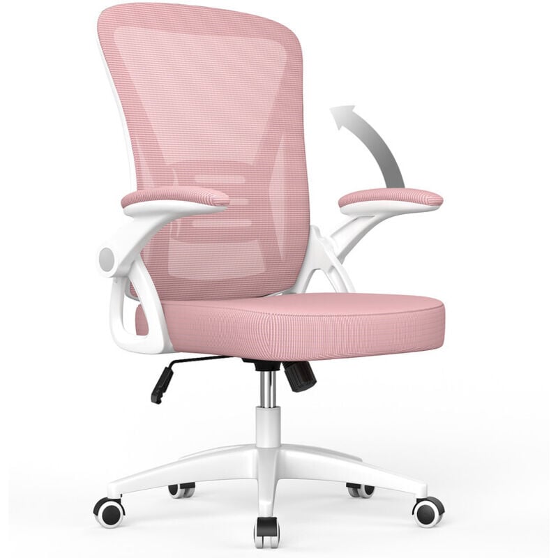Bürostuhl - WOWTTRELAX - Bürostuhl mit hochklappbaren Armlehnen - mit 90-105° verstellbarer Rückenlehne - Pink