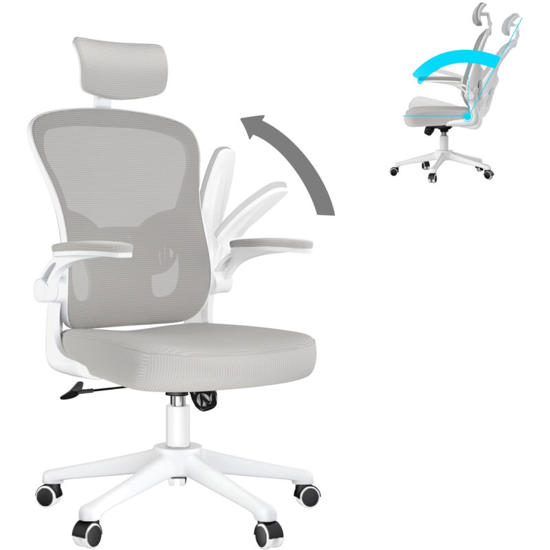 Bürostuhl - Naspaluro ergonomischer bürostuhl 90°-120° Wippfunktion - leise Rollen - Schreibtischstuhl verstellbare Kopfstütze, Armlehnen,