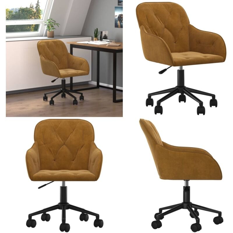 Bürostuhl Drehbar Braun Samt - Bürostuhl - Drehstuhl - Samtstuhl - Ergonomischer Stuhl - Arbeitsplatzstuhl - Home & Living