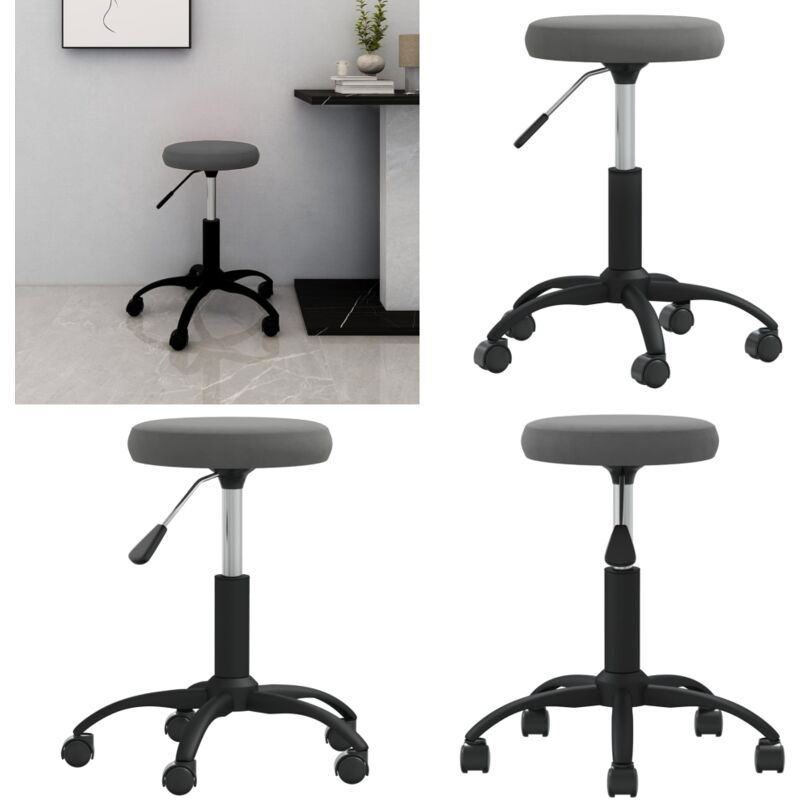 Vidaxl - Bürostuhl Drehbar Dunkelgrau Samt - Bürostuhl - Drehstuhl - Samtsessel - Schreibtischstuhl - Homeoffice - Home & Living