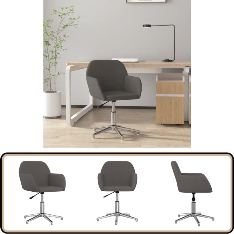 Vidaxl - Bürostuhl Drehbar Dunkelgrau Stoff - Bürostuhl - Drehstuhl - Arbeitsplatzstuhl - Ergonomischer Stuhl - Schreibtischstuhl