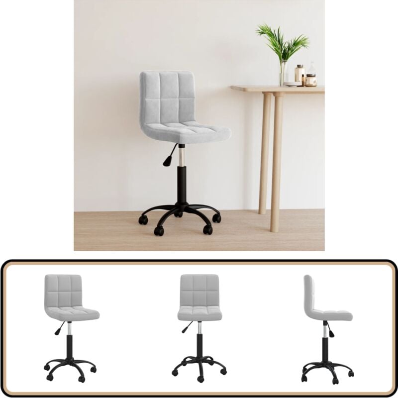 Bürostuhl Drehbar Hellgrau Samt - Drehstuhl - Bürostuhl - Schreibtischstuhl - Samtsessel - Ergonomischer Stuhl