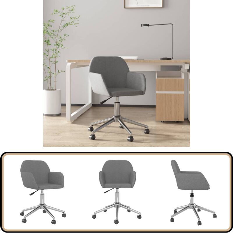 Vidaxl - Bürostuhl Drehbar Hellgrau Stoff - Bürostuhl - Drehstuhl - Arbeitsplatzstuhl - Home Office - Ergonomischer Stuhl