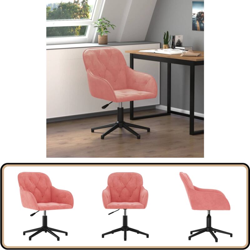 Bürostuhl Drehbar Rosa Samt - Samtsofa - Drehstuhl - Bürostuhl Rosa - Ergonomischer Bürostuhl - Höhenverstellbarer Bürostuhl