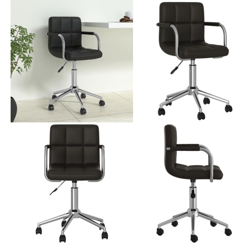 Bürostuhl Drehbar Schwarz Kunstleder - Drehbares Bürostuhl - Bürostuhl Schwarz - Arbeitsplatzstuhl - Schreibtischstuhl - Ergonomischer Bürostuhl