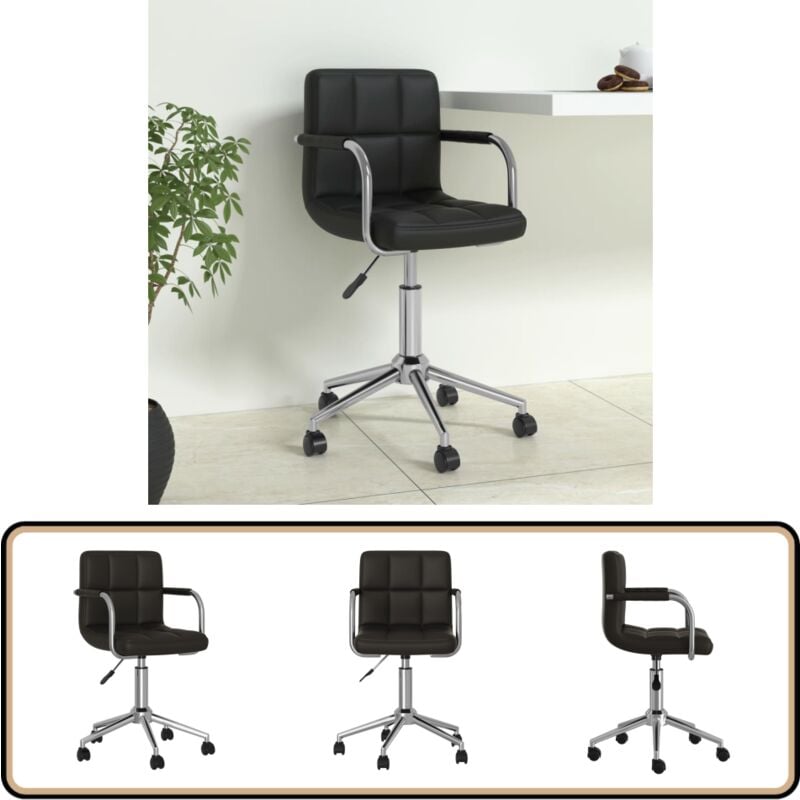 Bürostuhl Drehbar Schwarz Kunstleder - Drehbares Bürostuhl - Bürostuhl Schwarz - Arbeitsplatzstuhl - Schreibtischstuhl - Ergonomischer Bürostuhl