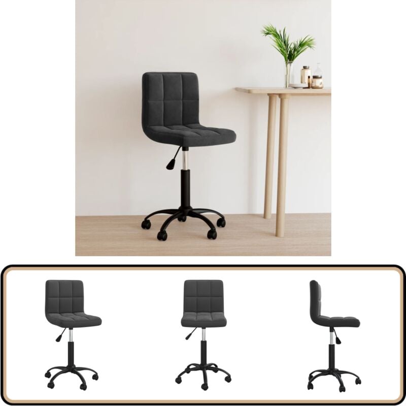 Bürostuhl Drehbar Schwarz Samt - Drehstuhl - Bürostuhl - Schreibtischstuhl - Samtsessel - Schwarzer Sessel