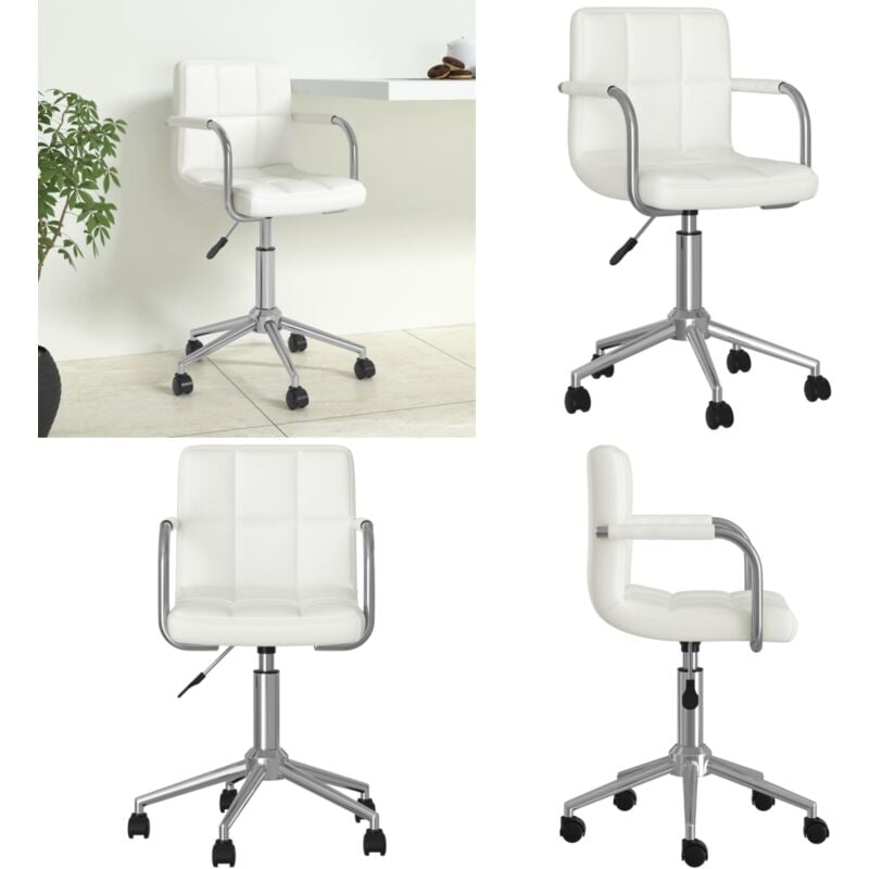 Bürostuhl Drehbar Weiß Kunstleder - Bürostuhl - Drehstuhl - Schreibtischstuhl - Arbeitsplatzstuhl - Ergonomischer Stuhl - Home & Living