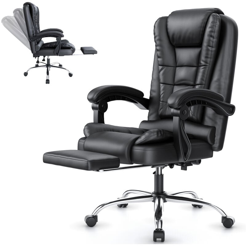 Bigzzia - Bürostuhl Ergonomischer Bürostuhl bis 130kg - Computerstuhl Schreibtischstuhl - mit Verstellbarer hoher Rückenlehne und einziehbarer