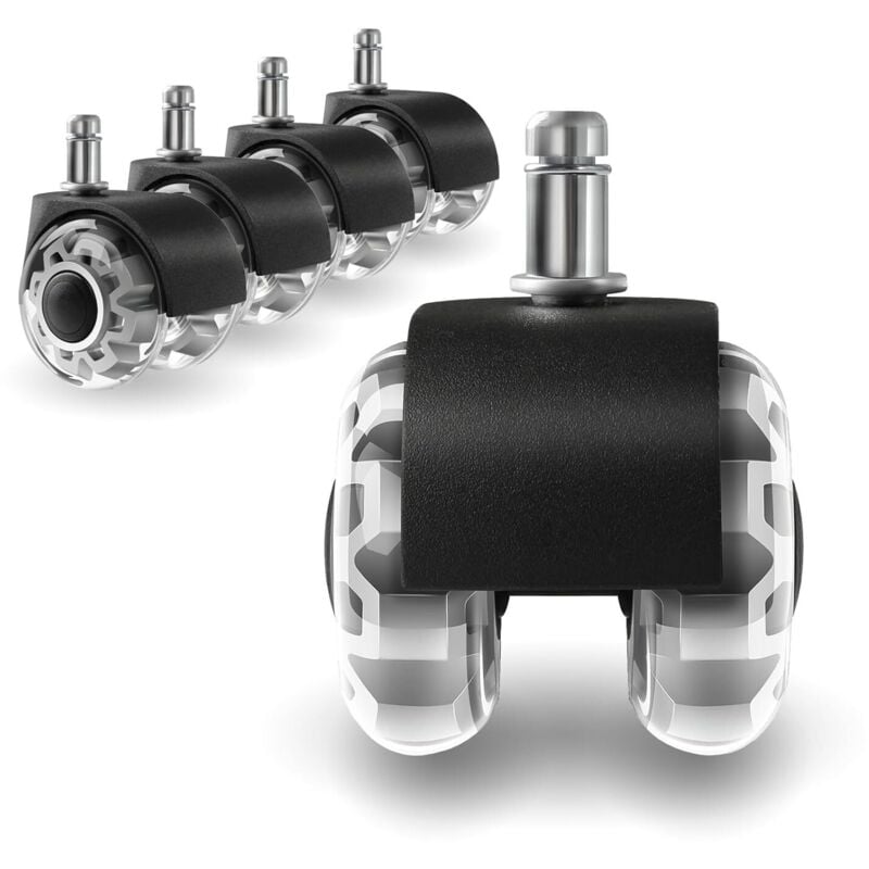 Bürostuhl-Lenkrolle, 2 Zoll Gummi-Lenkrolle, extra weiches, strapazierfähiges Ersatz-Lenkrad, Computer-Gaming-Bürostuhl-Lenkrolle für alle Böden,